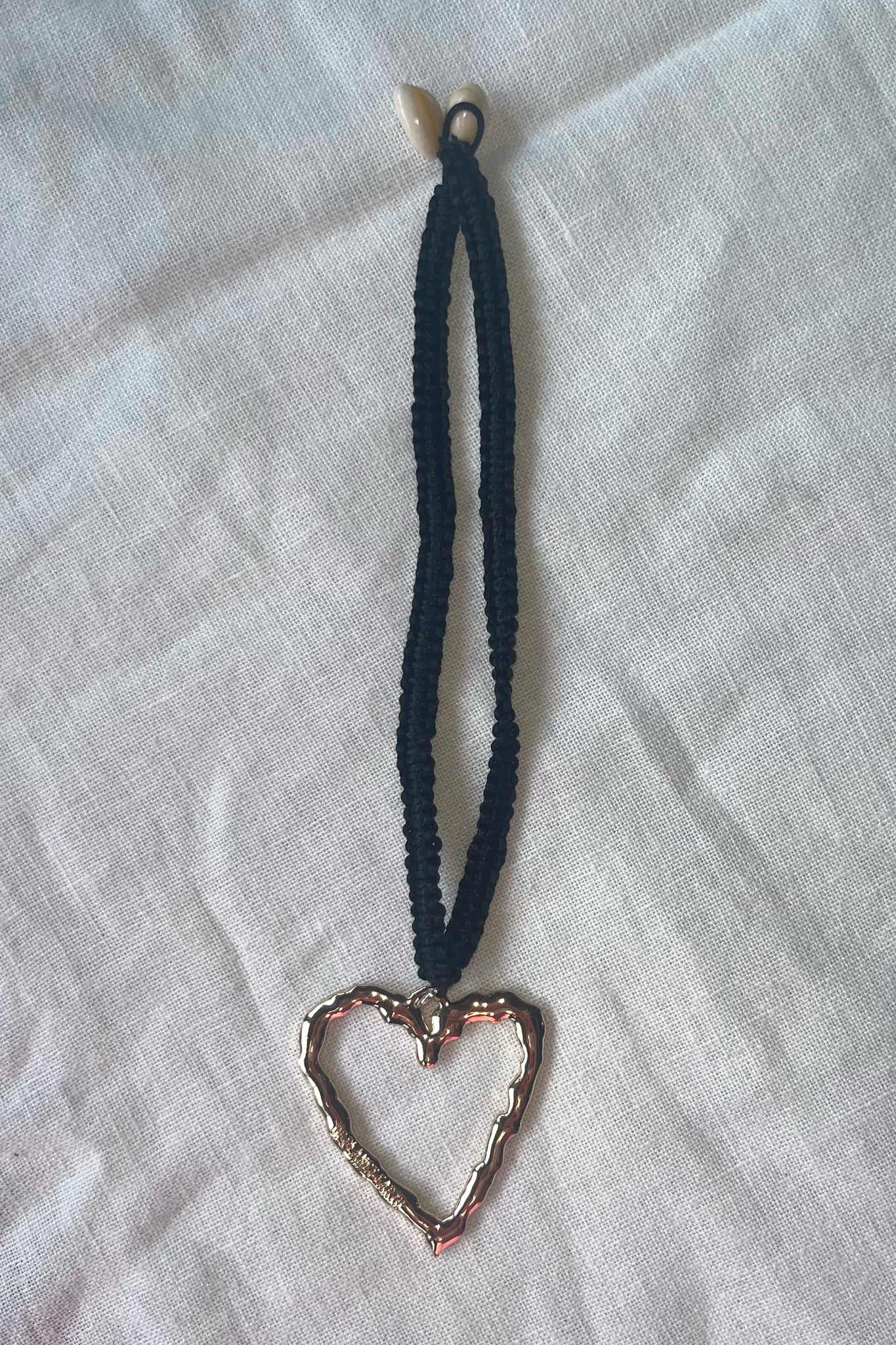 Heart - Gold and Black Hand Crochet Necklace