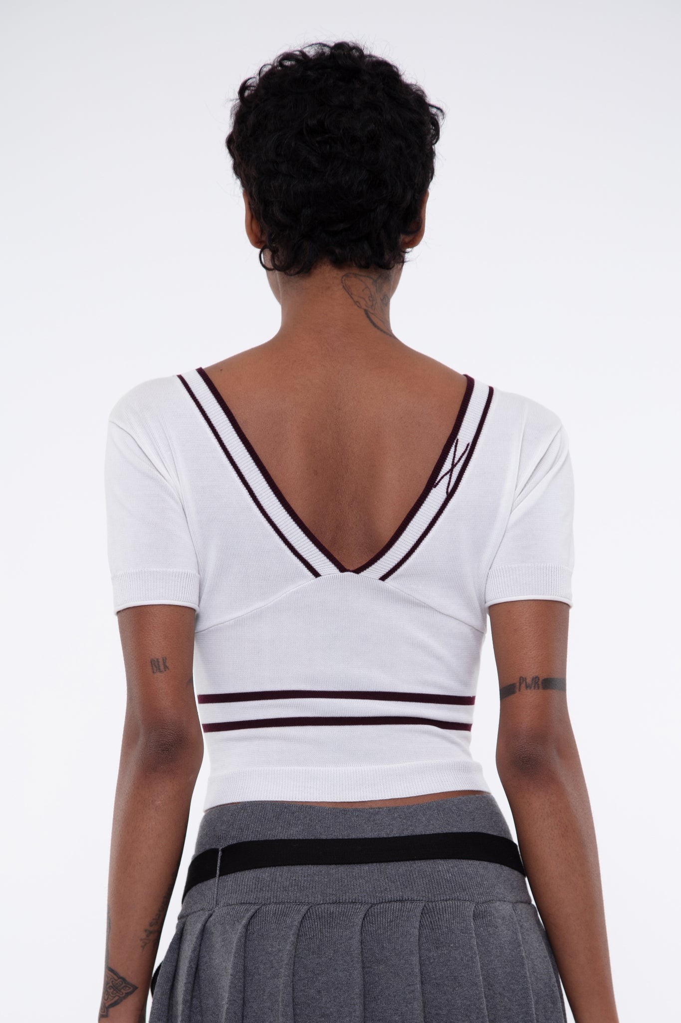 The ‘X’ Top - CRÈME/BURGUNDY (PRE-ORDER)