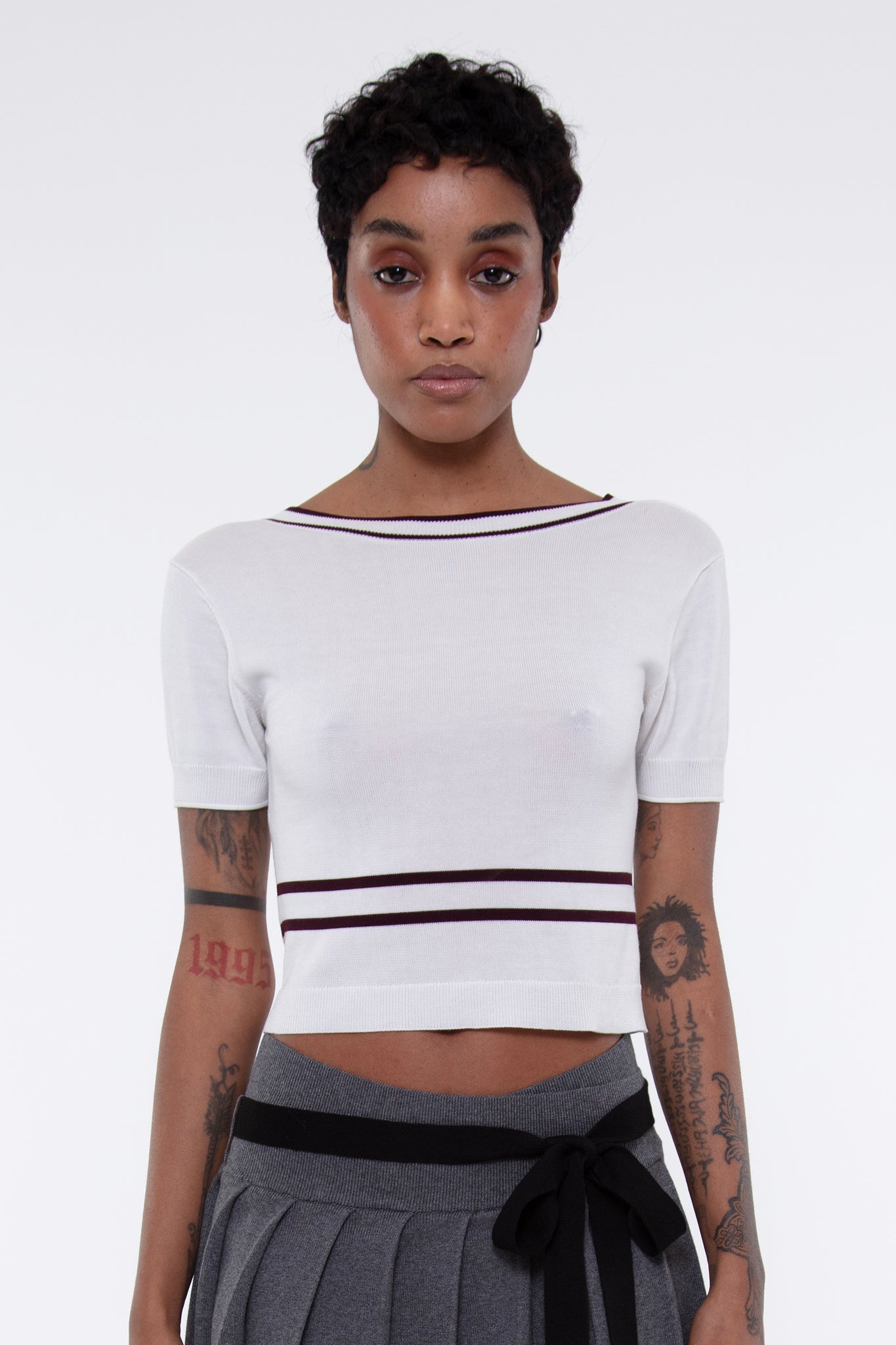 The ‘X’ Top - CRÈME/BURGUNDY (PRE-ORDER)